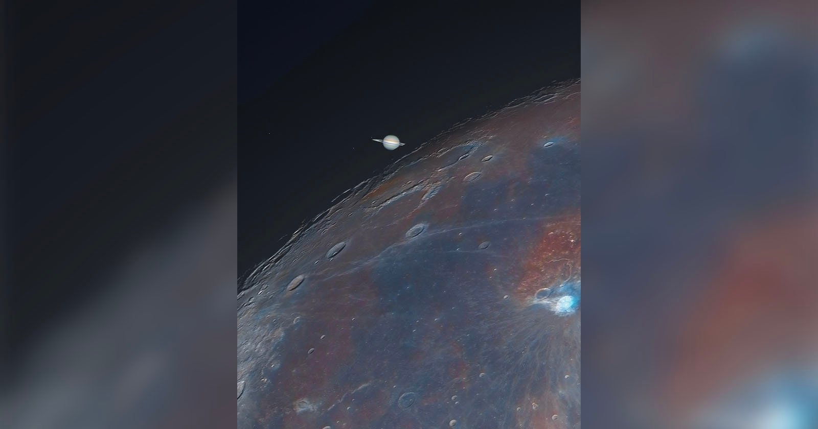 Saturn Peeks Out From Behind the Moon in Incredible Image Taken at the Top of a Volcano