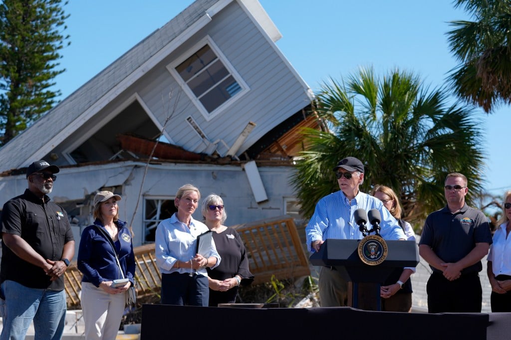 Biden views hurricane damage in Florida. Harris goes to North Carolina