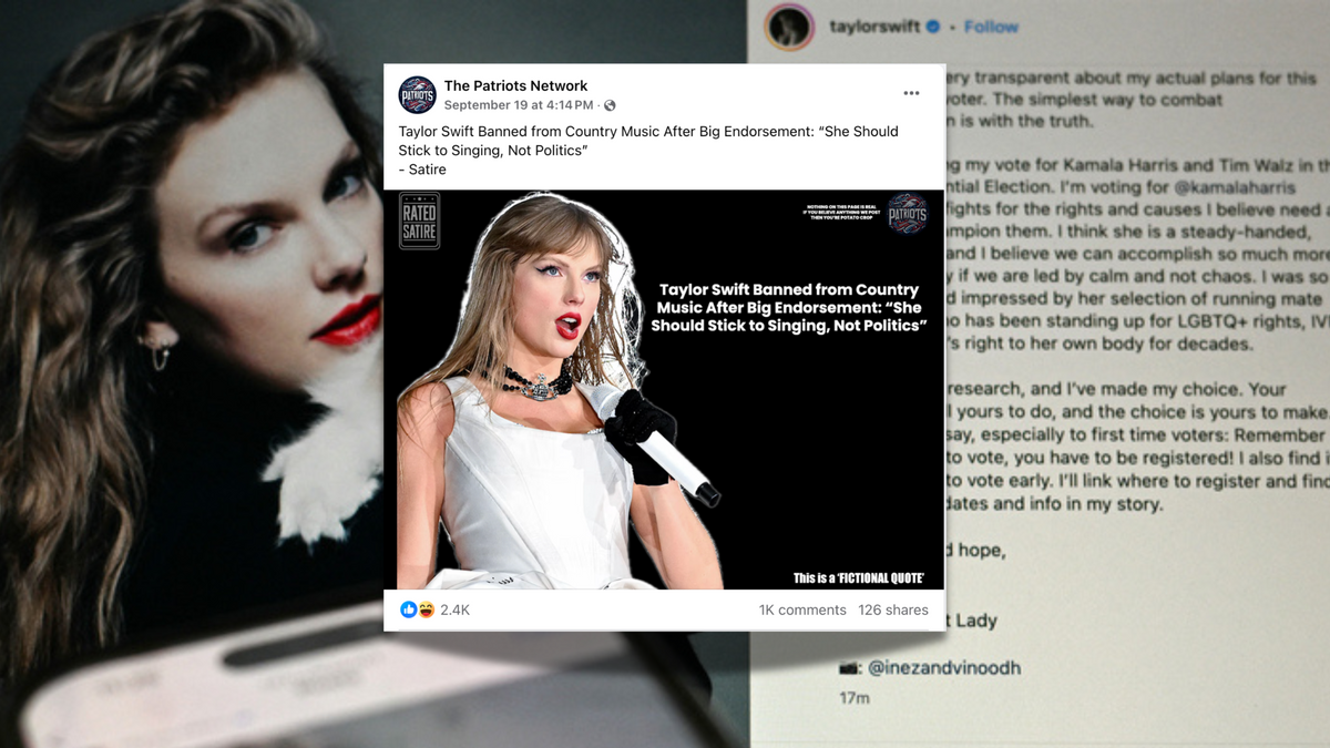 No, Taylor Swift Wasn't Banned from Country Music for Endorsing Harris