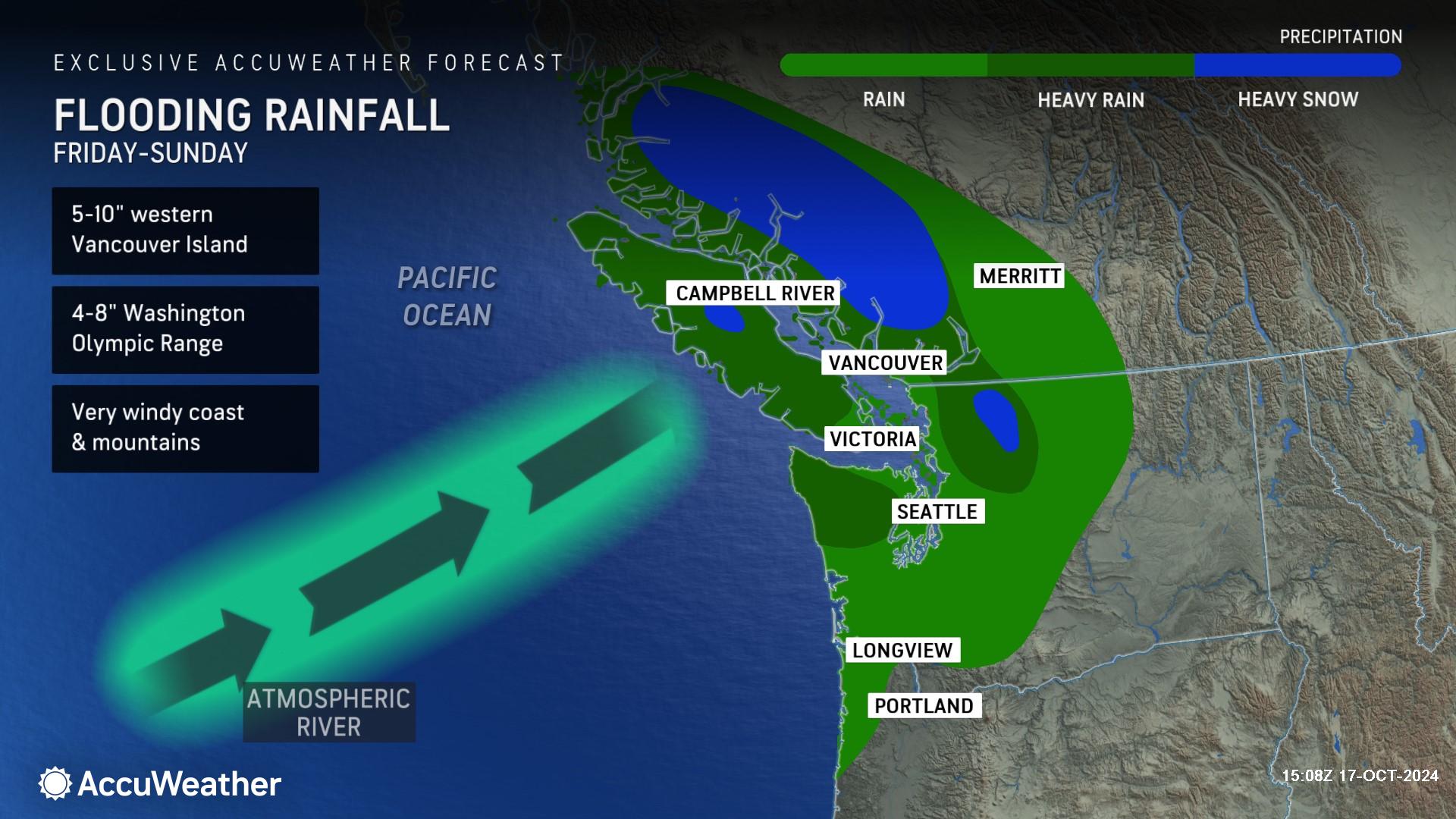 Atmospheric River Forecast Map Shows Heavy Snow, Rain for West Coast State