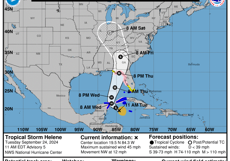 See the Path of Tropical Storm Helene