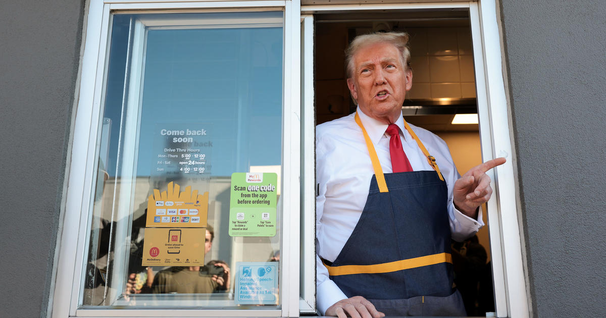 Trump works drive-thru at Bucks County McDonald's before town hall in Lancaster, Pennsylvania