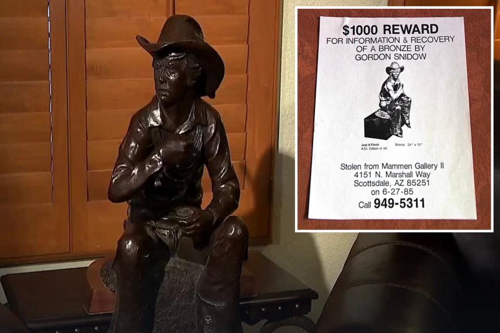 Arizona bronze cowboys statue returned after stolen from Scottsdale Mammen Gallery