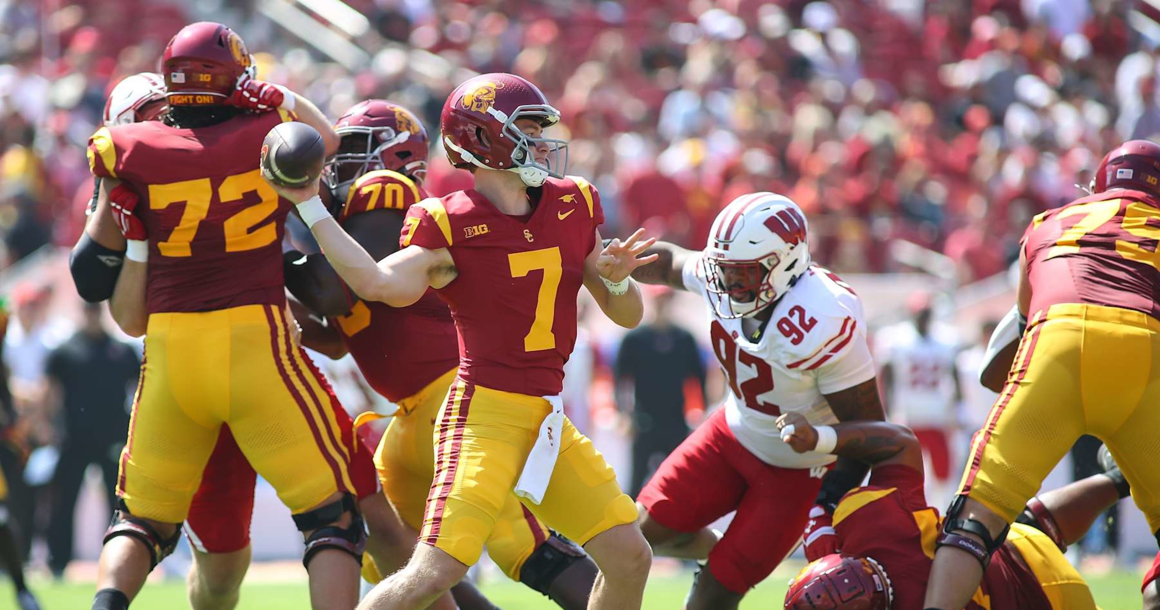 Miller Moss, Ja'Kobi Lane Star as USC Fans Praise Comeback Win vs. Wisconsin