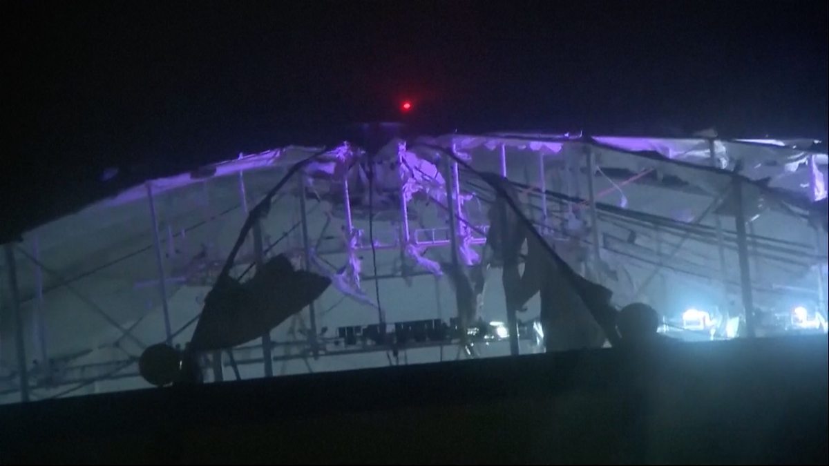 Watch: Stadium roof torn by Hurricane Milton's winds