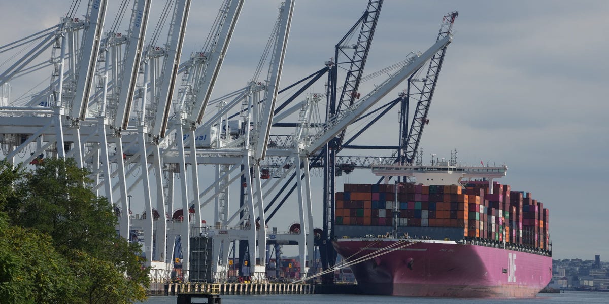 There's already a queue of cargo ships backing up at US ports