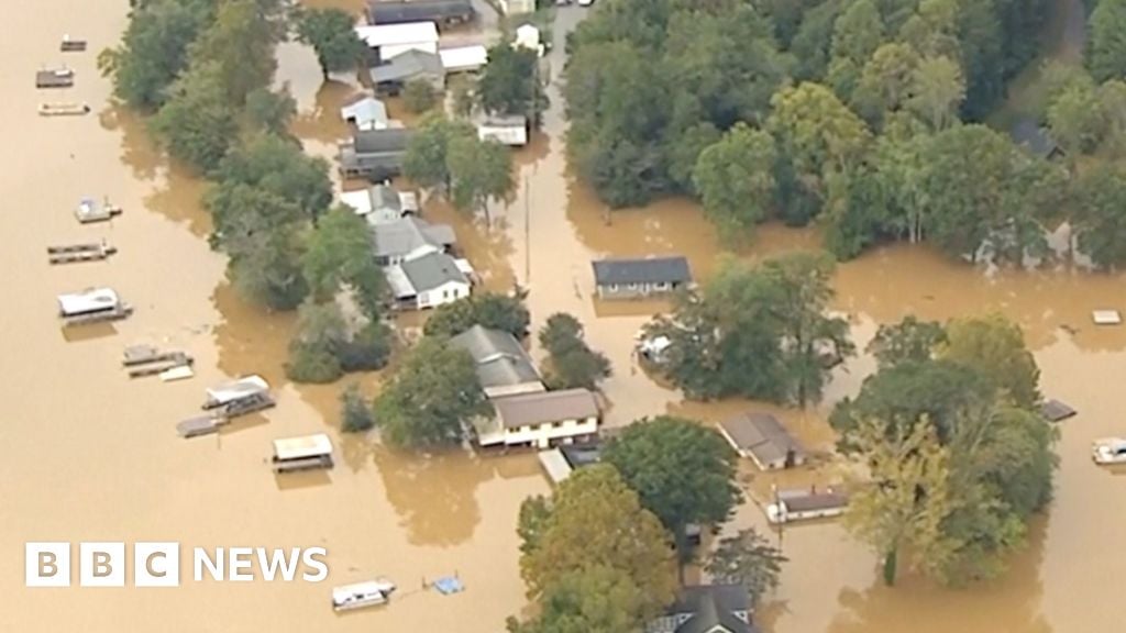 Watch: Drone footage of floods and torn-up roads in North Carolina