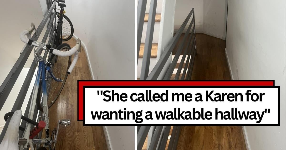 ‘Sorry this is an inconvenience for you’: Entitled resident refuses to remove bike from narrow communal hallway, neighbor forces her hand by turning to property manager