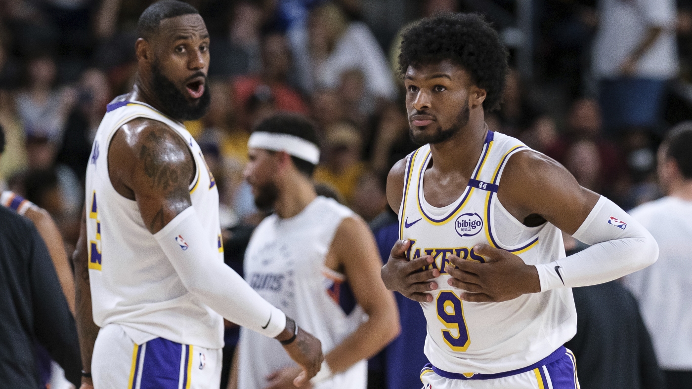 LeBron and Bronny James play together for first time in preseason game for the Lakers