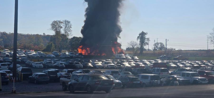 Massive truck fire shut down Pennsylvania Turnpike next to Harrisburg Auto Auction