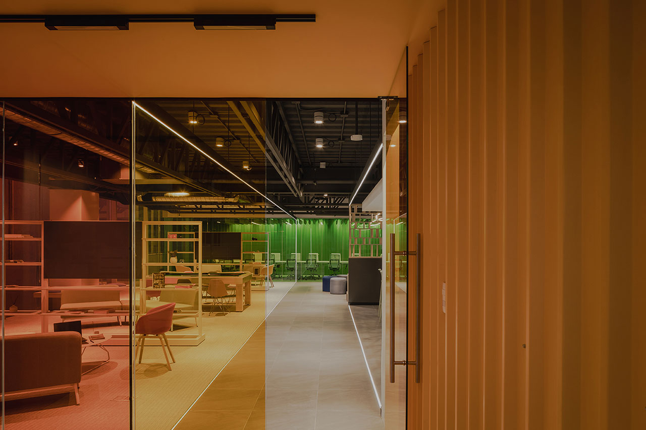 An Office in Mexico City Highlights Diverse Zones With Color + Lighting