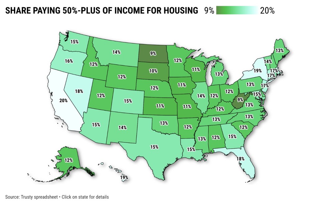 For 20% of California, half the paycheck or more goes to housing