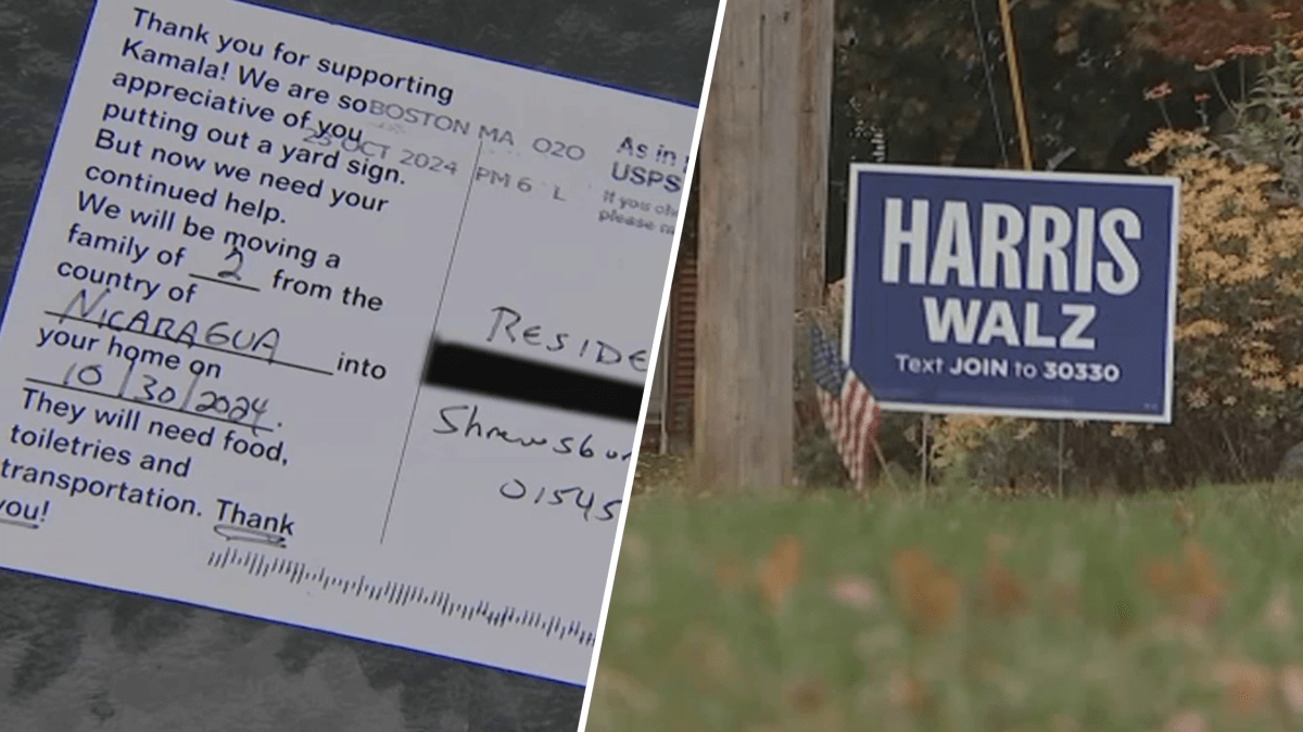 Shrewsbury woman with Harris lawn sign mailed fraudulent postcard