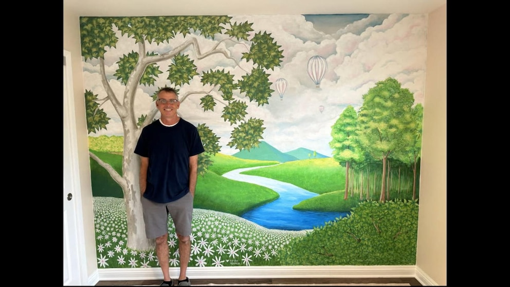 WATCH: Father flies across country to paint mural for his 1st grandchild