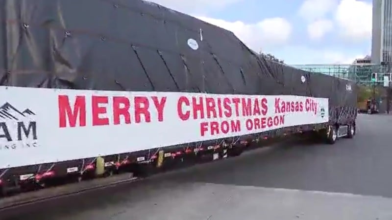 Mayor's Christmas tree arrives at Crown Center