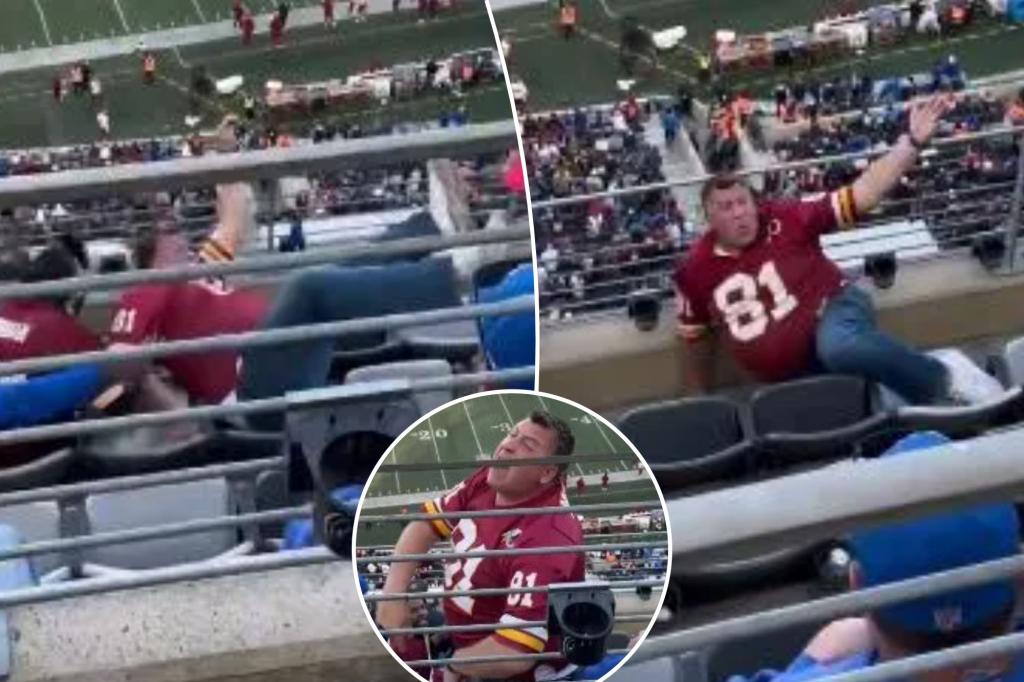 Commanders fan takes scary tumble down MetLife Stadium seats in viral video