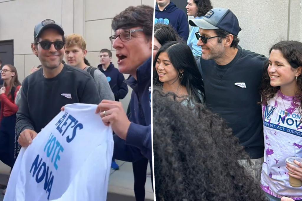 Paul Rudd hands out water and snacks to Pennsylvania voters on Election Day