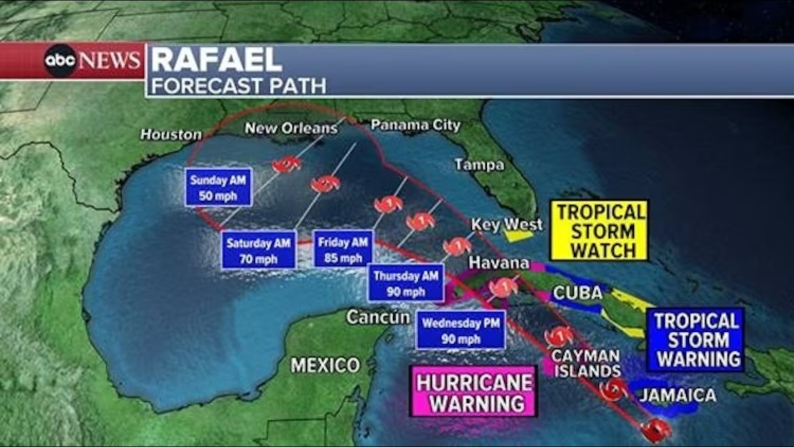 Tropical Storm Rafael slams Caribbean, may head to Gulf Coast this weekend