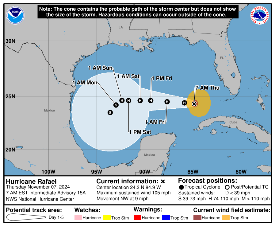 Hurricane Rafael's path still changing, NHC forecasts show. Will it still impact Texas?