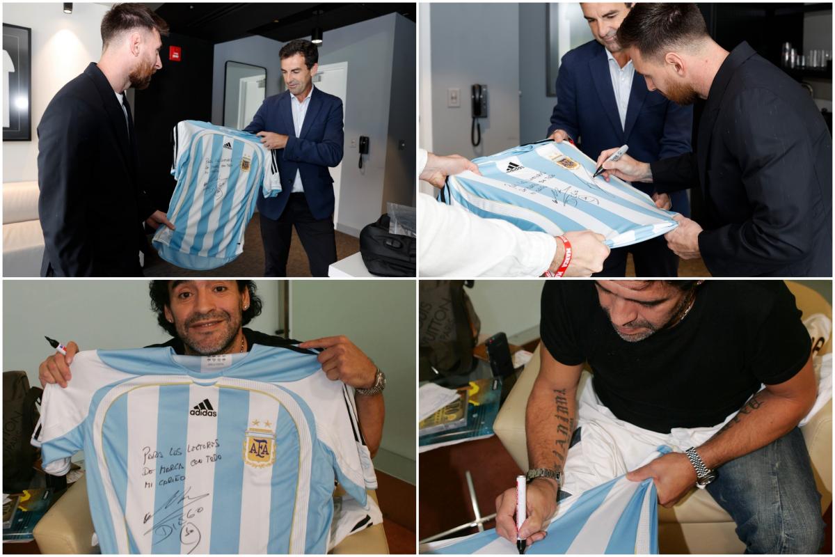 MARCA tiene la 'camiseta del siglo': Messi firmó al lado de Maradona... 18 años después