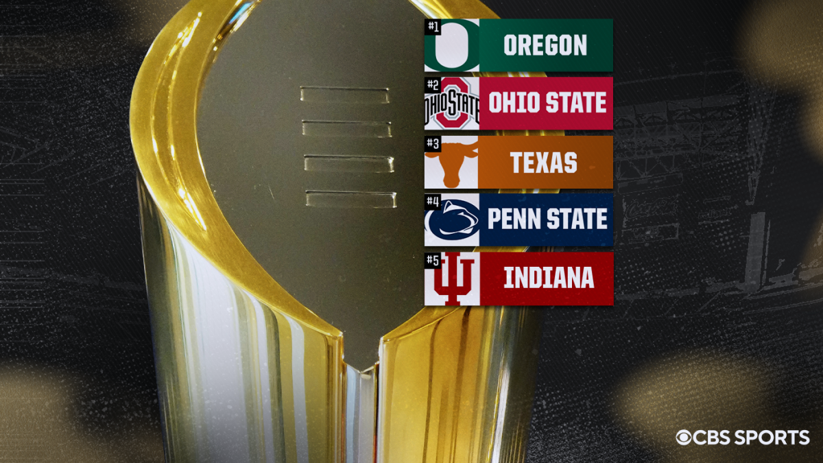 College Football Playoff Rankings: Oregon holds at No. 1 with Ohio State, Texas, Penn State, Indiana in tow