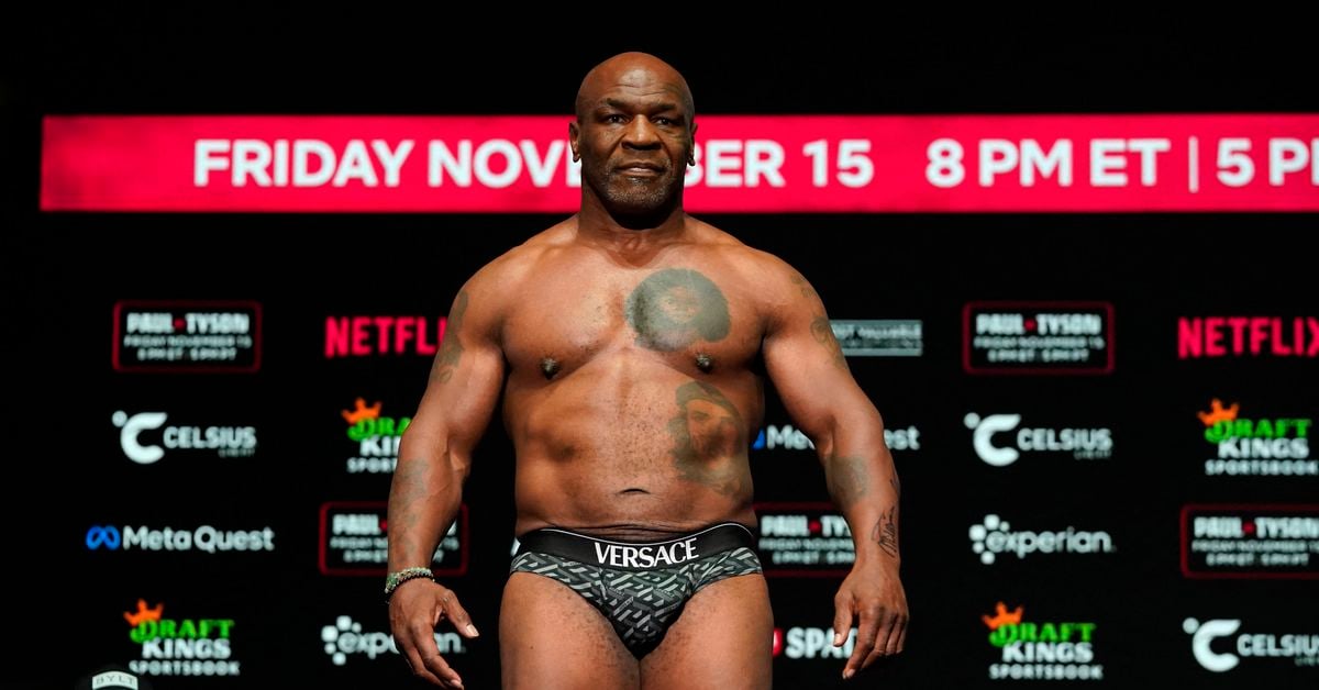 Paul vs. Tyson weigh-in results: Mike Tyson, Jake Paul come in nearly identical in weight