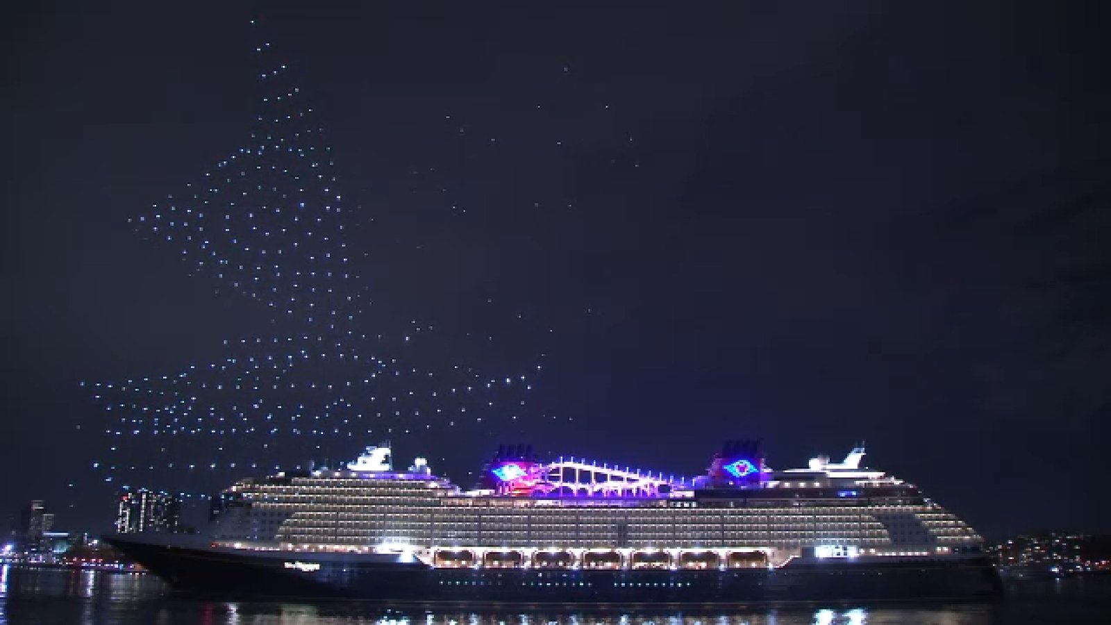 New ship, Disney Treasure, christened in New York Harbor with dazzling drone show