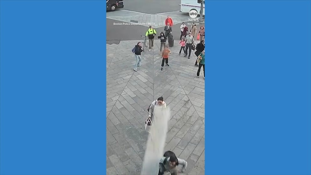 WATCH: Falling scaffolding plank almost hits pedestrians in Boston