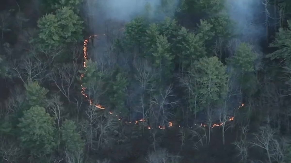 Massachusetts brush fires burning