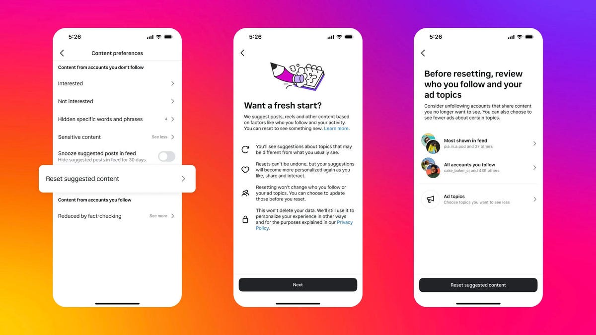 Instagram Will Let Users Start Their Recommendations Over From Scratch