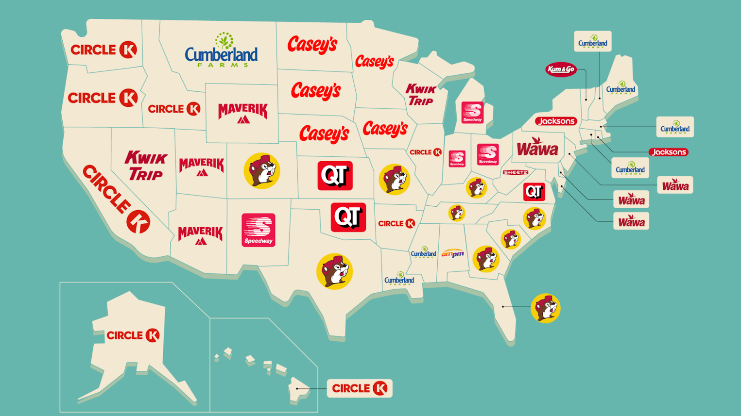 The Most Popular Gas Station in Each State, Mapped