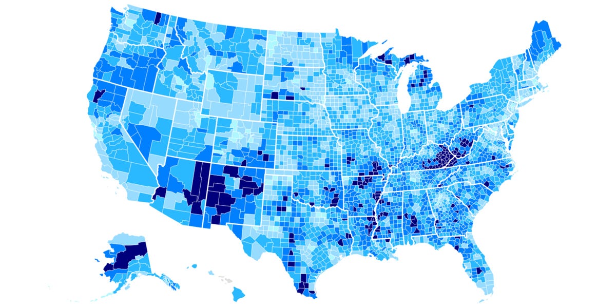 2 maps show how Americans rely on income like Social Security more than they used to