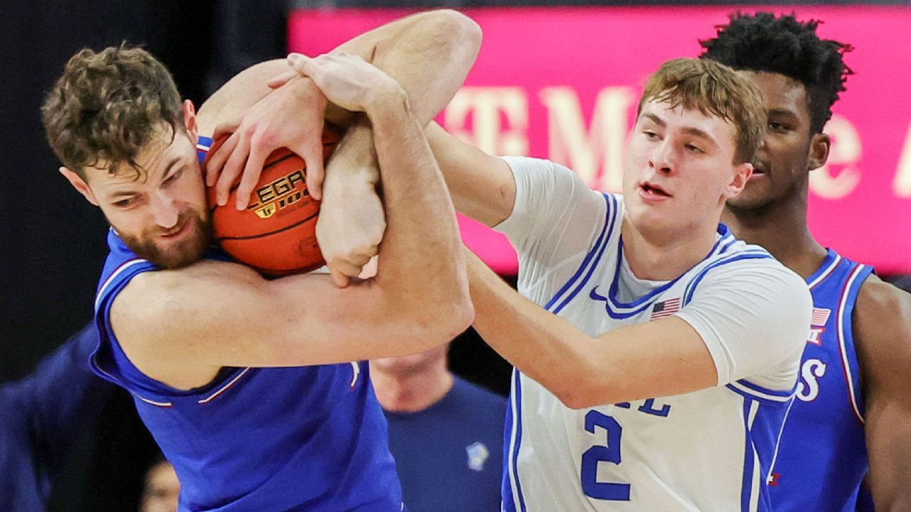 Kansas' Dickinson ejected for kicking Duke's Brown in face