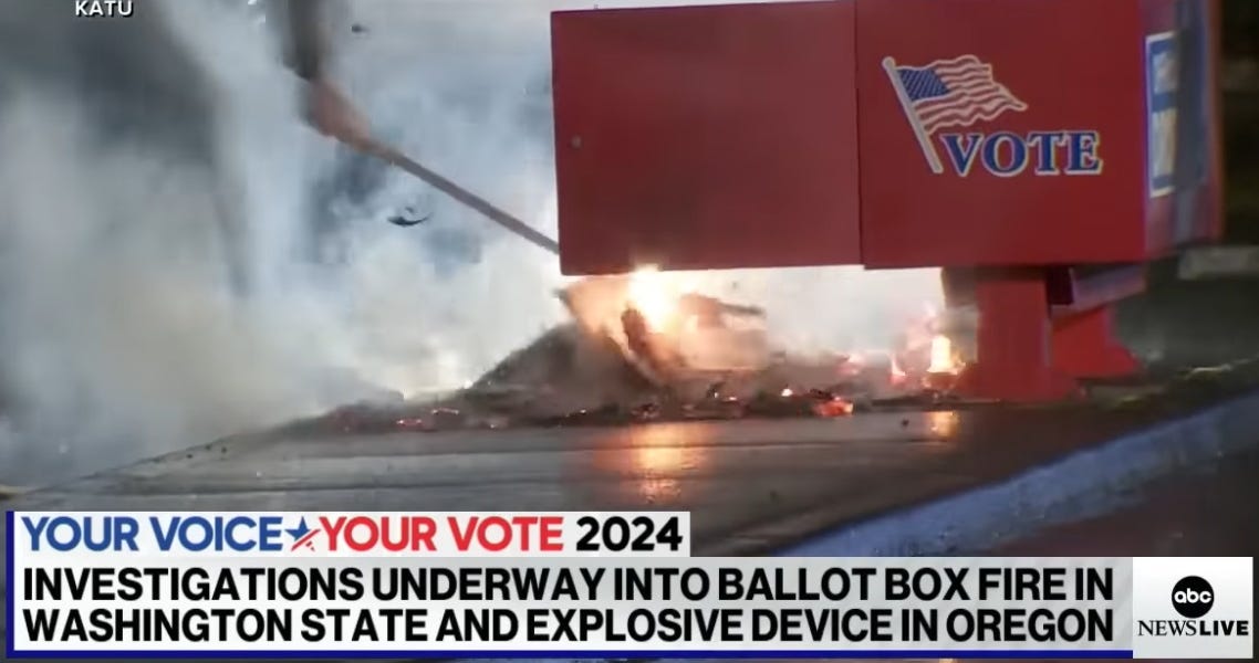 Oregon, Washington Ballot Drop Boxes Set On Fire, Probably Antifa?