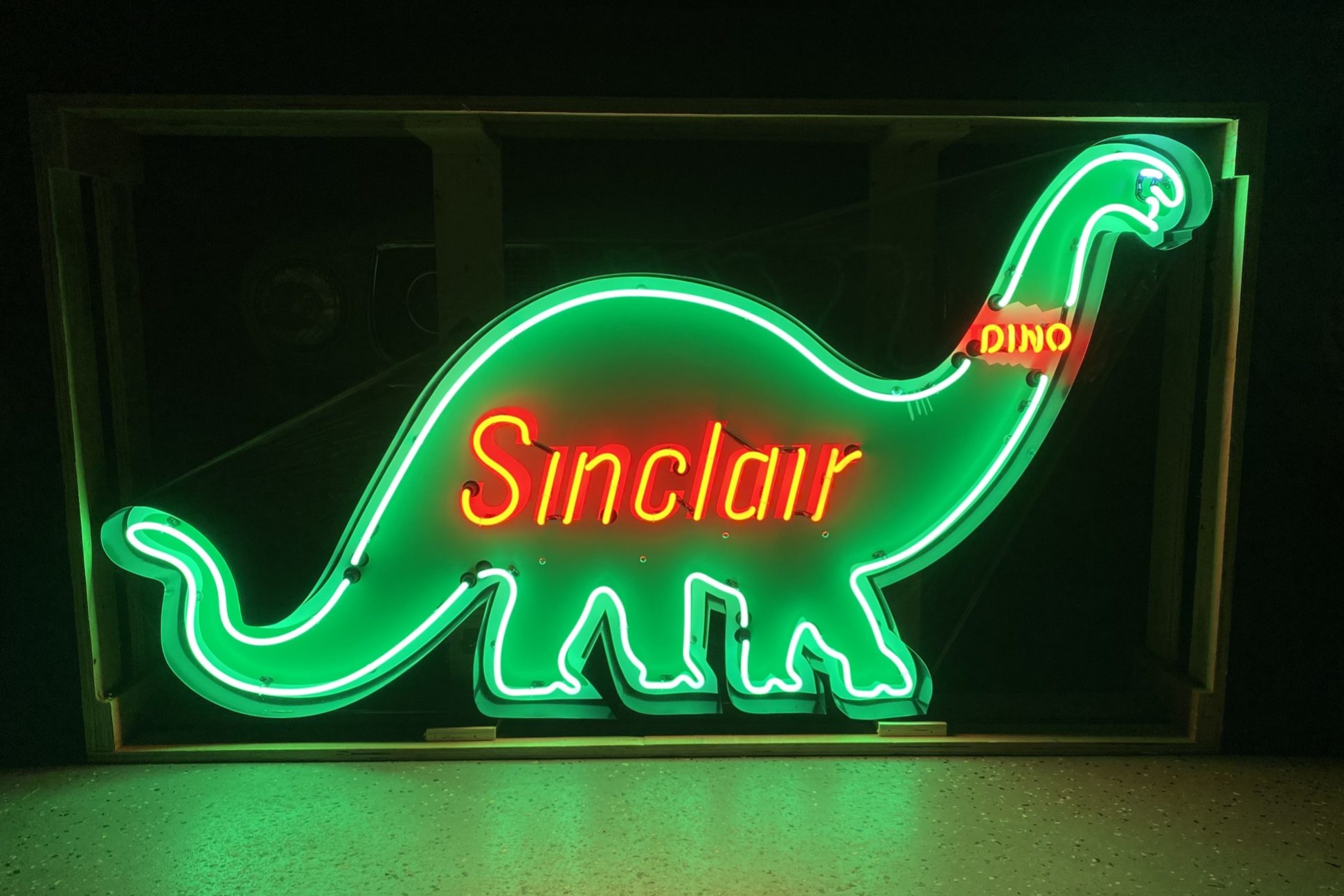 Neon Sinclair Dino Sign at No Reserve