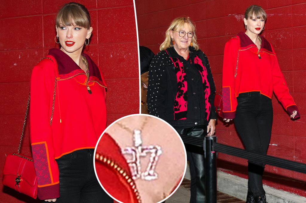 Taylor Swift wears new '87' necklace in honor of Travis Kelce at Chiefs vs. Raiders game