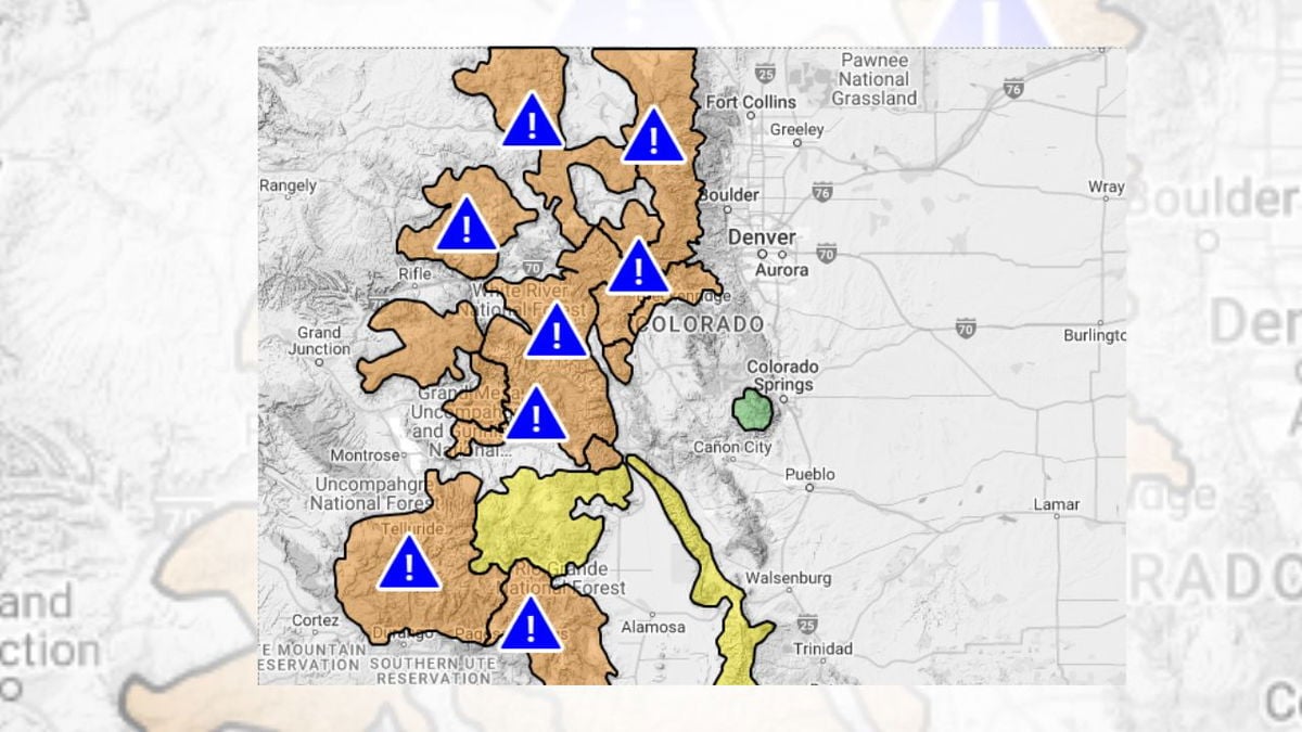 Colorado Avalanche Information Center says avalanche danger is 'considerable' following snowfall