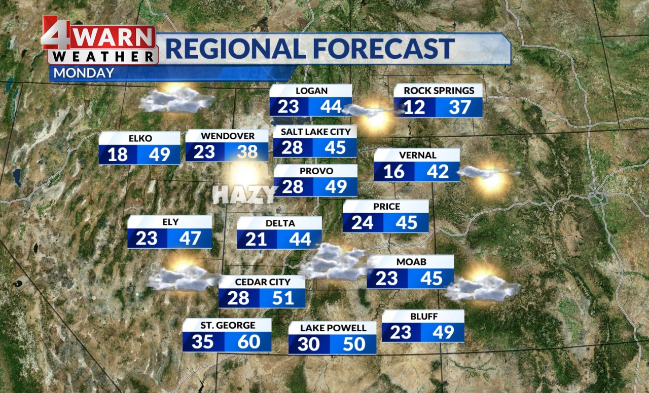 Hazy inversion builds in Utah with cool, dry weather