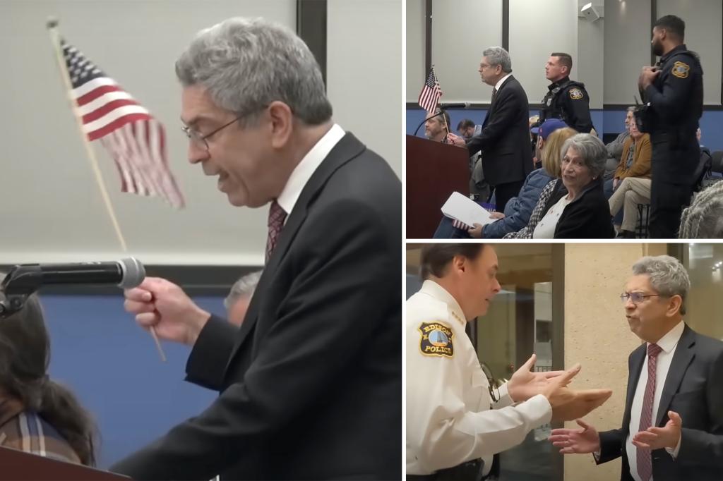 NJ lawyer thrown out of town council meeting for waving American flag to protest new ban