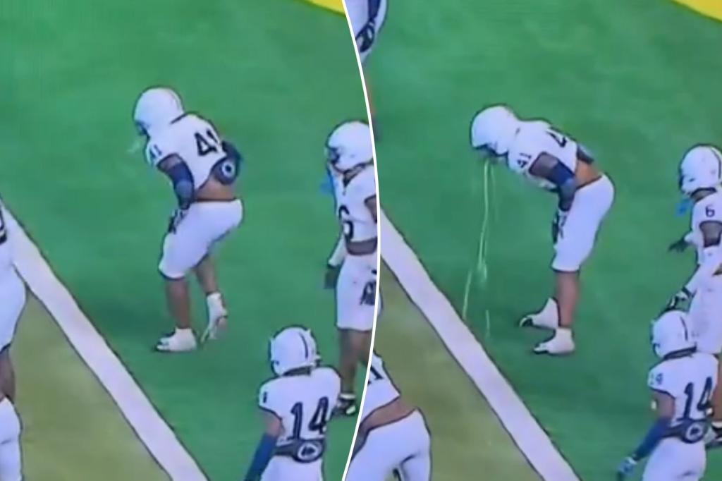 Penn State player pukes on field during Big Ten championship game