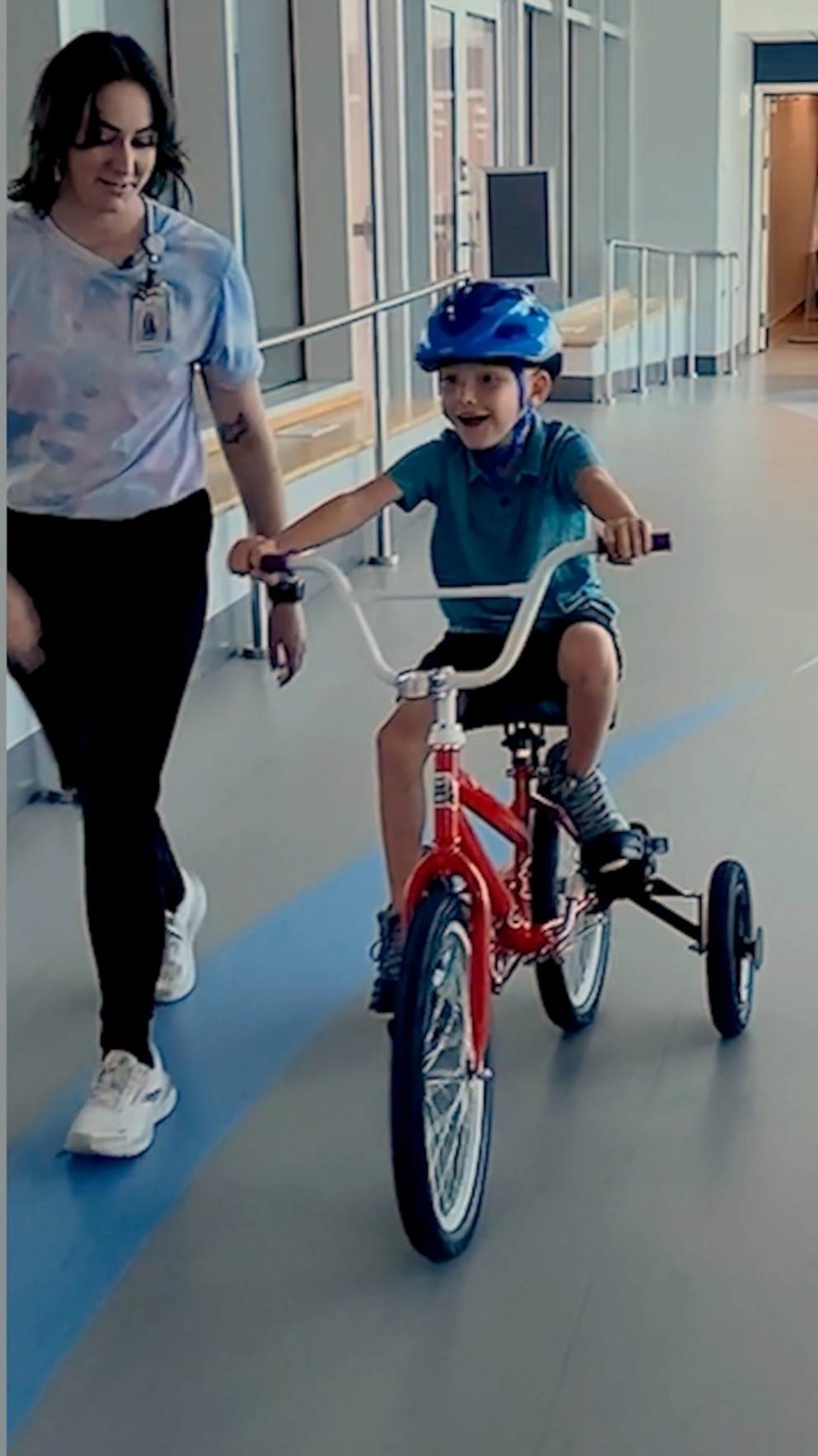 WATCH: 7-year-old with rare genetic condition rides bike for 1st time