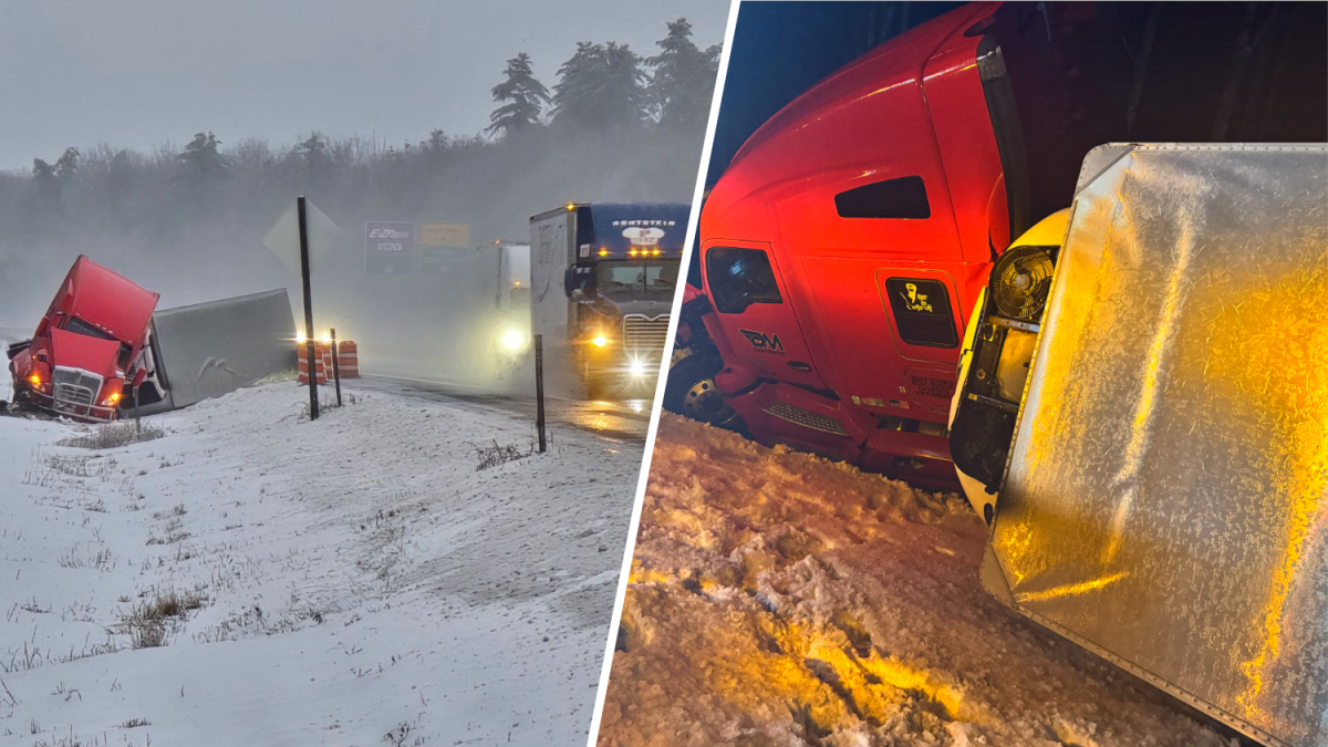 Tractor-trailer loaded with oranges rolls over on Maine Turnpike