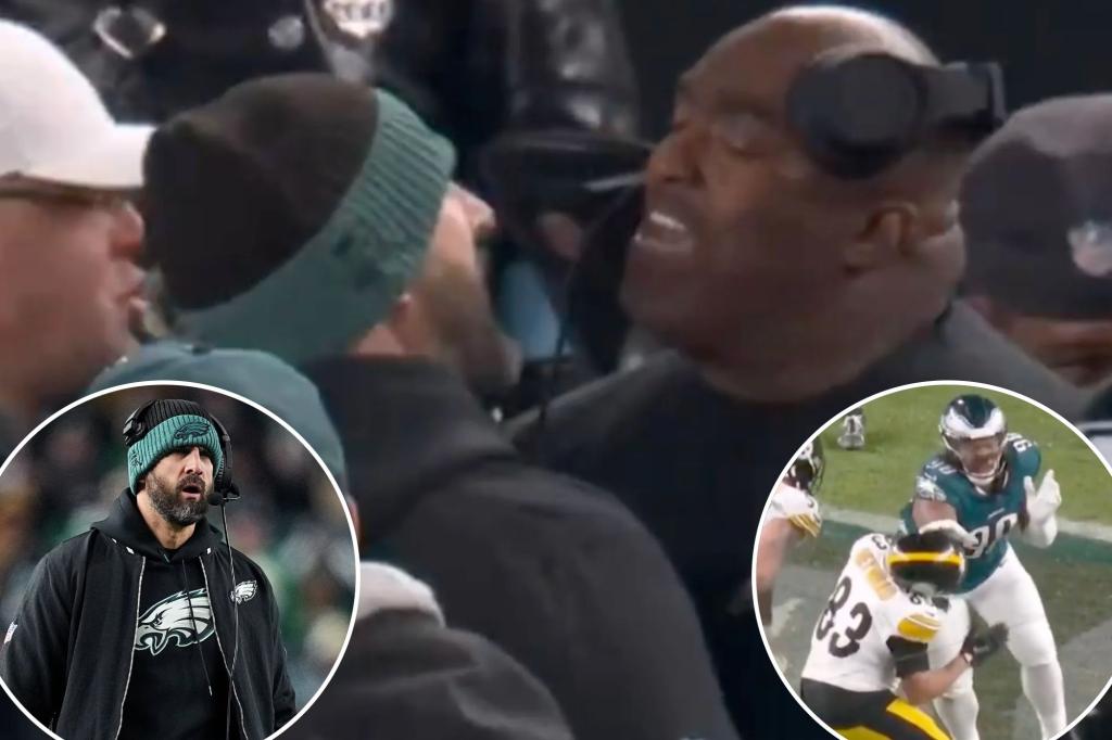 Nick Sirianni has heated exchange with Eagles coach after penalty