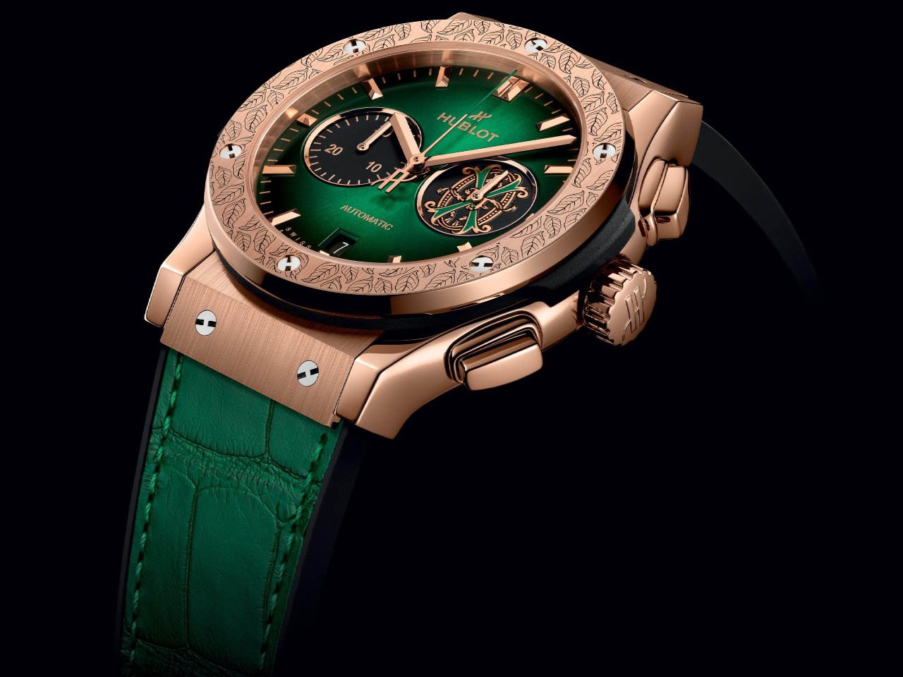 Hublot Classic Fusion Chronograph Arturo Fuente King Gold is celebratory blend of gold and emerald green