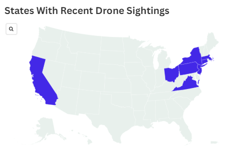 Map Shows New States With Recent Drone Sightings