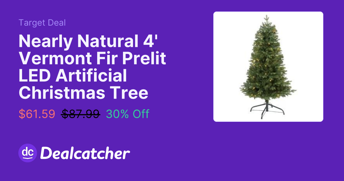 Target - Nearly Natural 4' Vermont Fir Prelit LED Artificial Christmas Tree $61.59