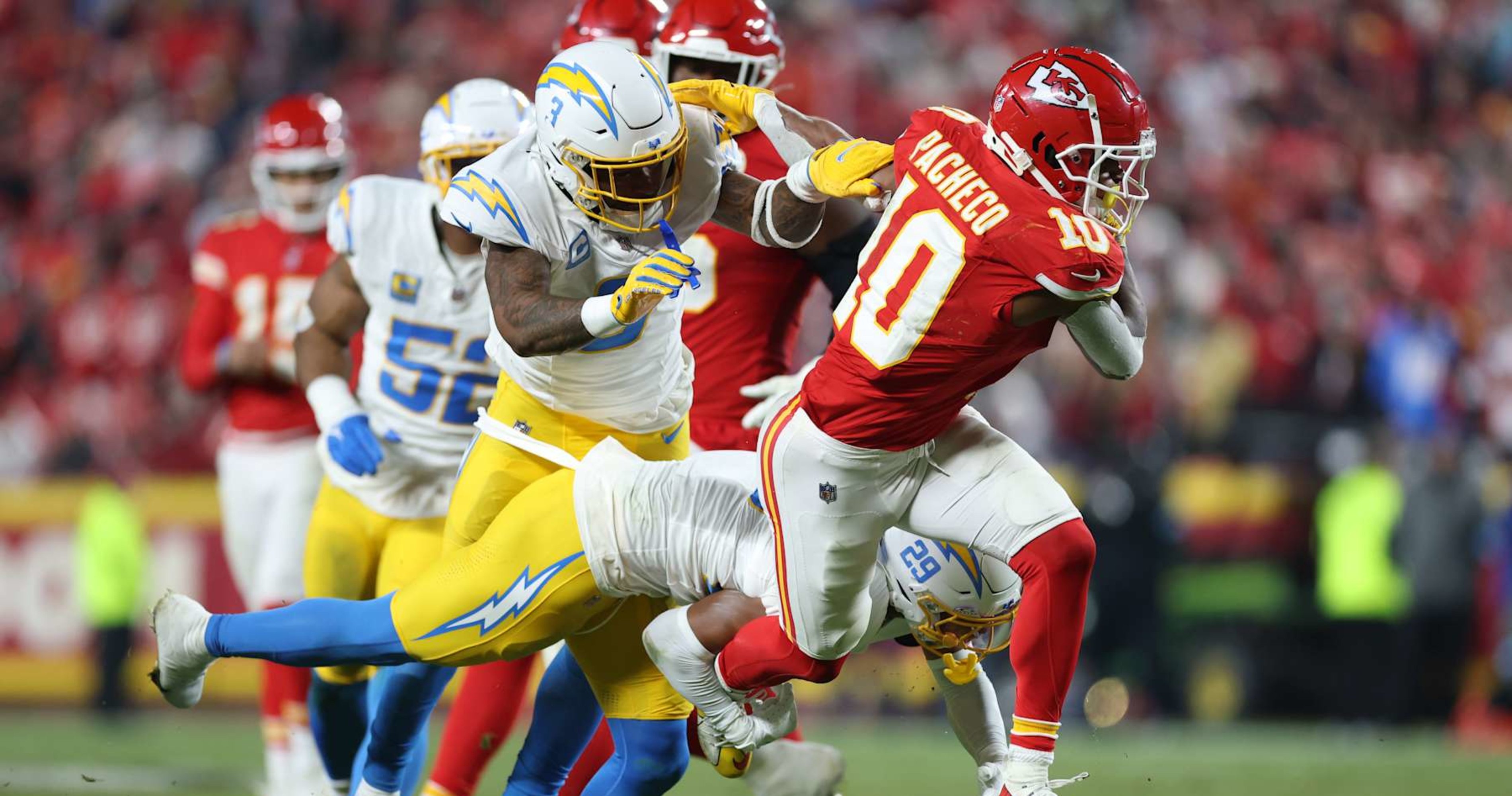 Video: Chiefs' Isiah Pacheco Fined $45K for Lowering Helmet in Win vs. Chargers