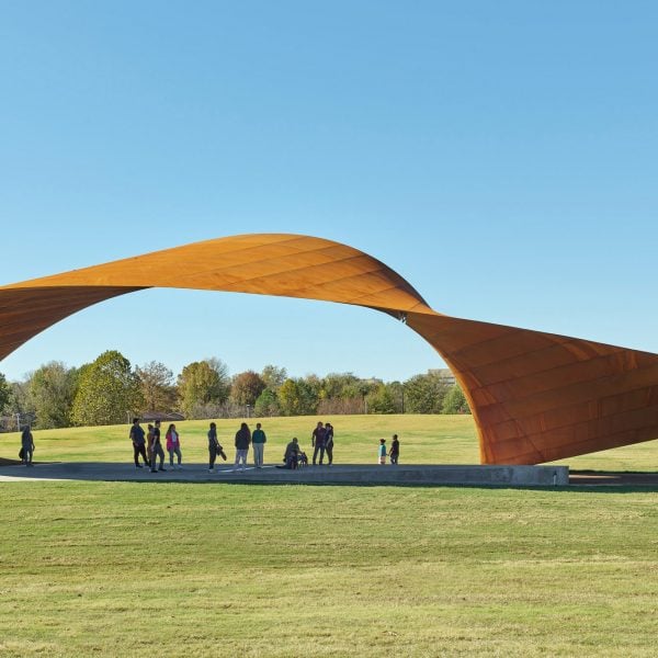 Trahan Architects creates "weightless" hand-bent steel pavilion in Arkansas