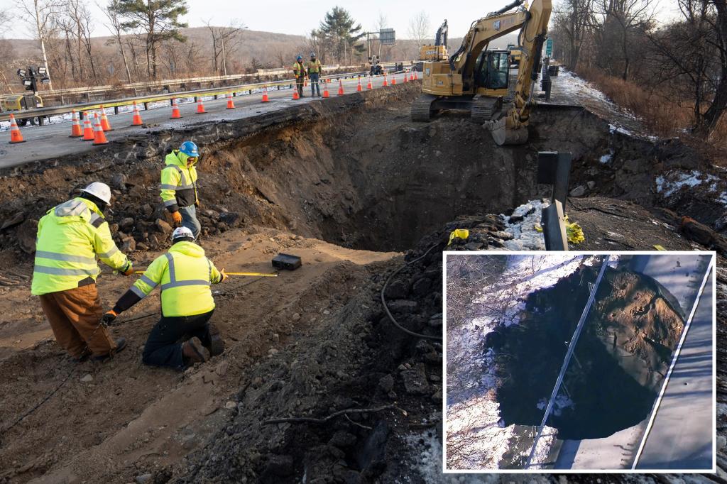 Huge sinkhole along I-80 in NJ caused by abandoned mineshaft