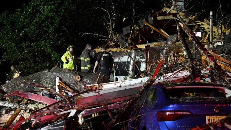 Severe weather threat moves east after tornado-spawning storms pummel Texas and Mississippi, leaving at least 2 dead